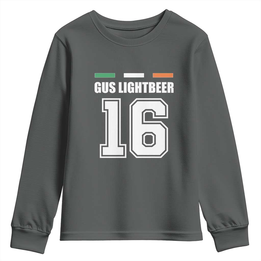 Funny Gus Lightbeer 16 Youth Sweatshirt Ireland Irish Name St. Patricks Day Drinking Pub TS02 Dark Heather Print Your Wear