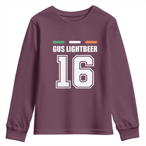 Funny Gus Lightbeer 16 Youth Sweatshirt Ireland Irish Name St. Patricks Day Drinking Pub TS02 Maroon Print Your Wear