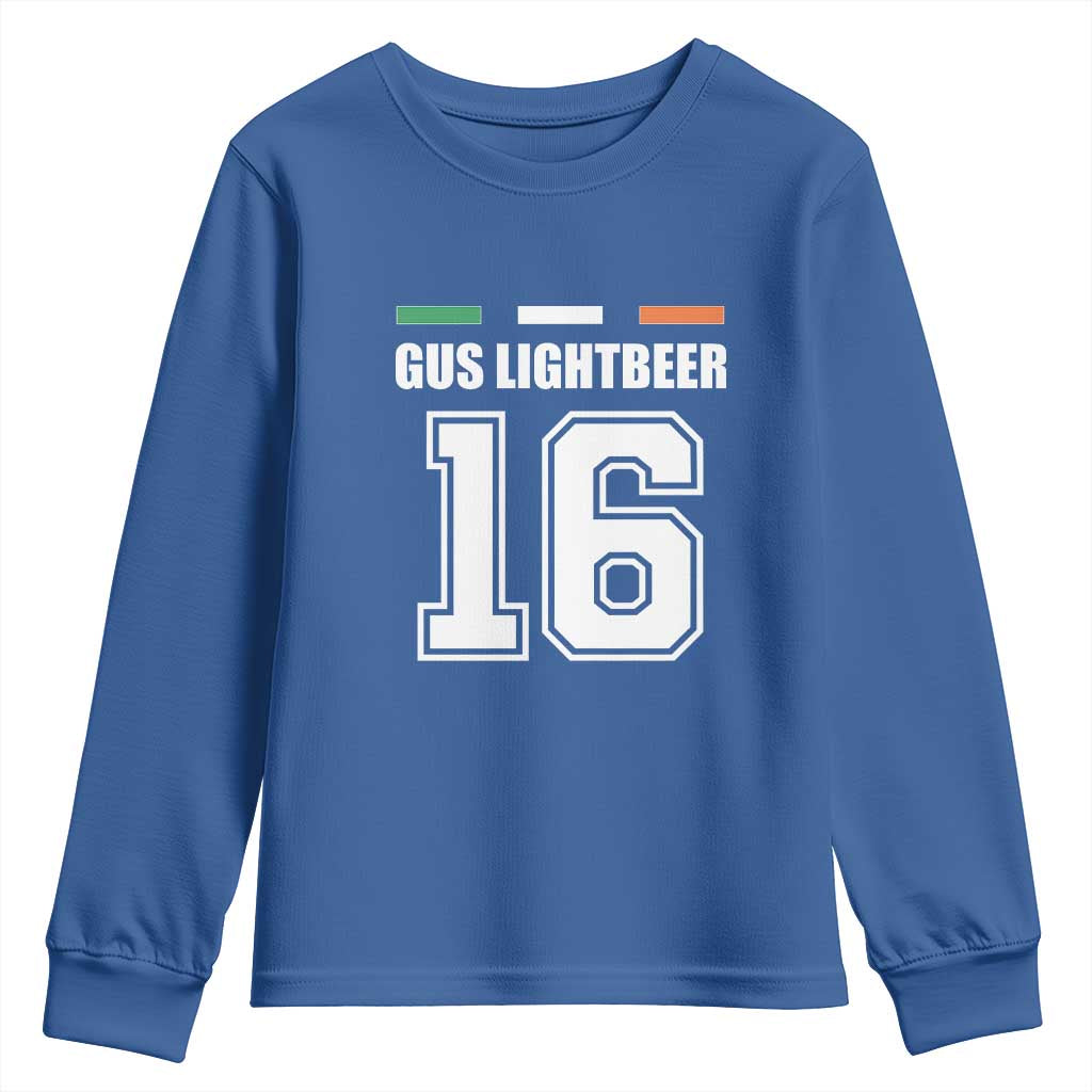 Funny Gus Lightbeer 16 Youth Sweatshirt Ireland Irish Name St. Patricks Day Drinking Pub TS02 Royal Blue Print Your Wear