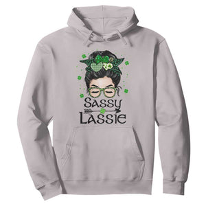 Lucky Sassy Lassie Messy Bun Hoodie Funny St Patricks Day TS02 Ice Gray Print Your Wear