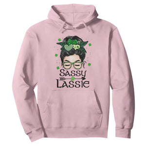 Lucky Sassy Lassie Messy Bun Hoodie Funny St Patricks Day TS02 Light Pink Print Your Wear