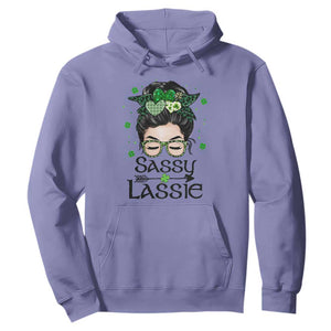 Lucky Sassy Lassie Messy Bun Hoodie Funny St Patricks Day TS02 Violet Print Your Wear