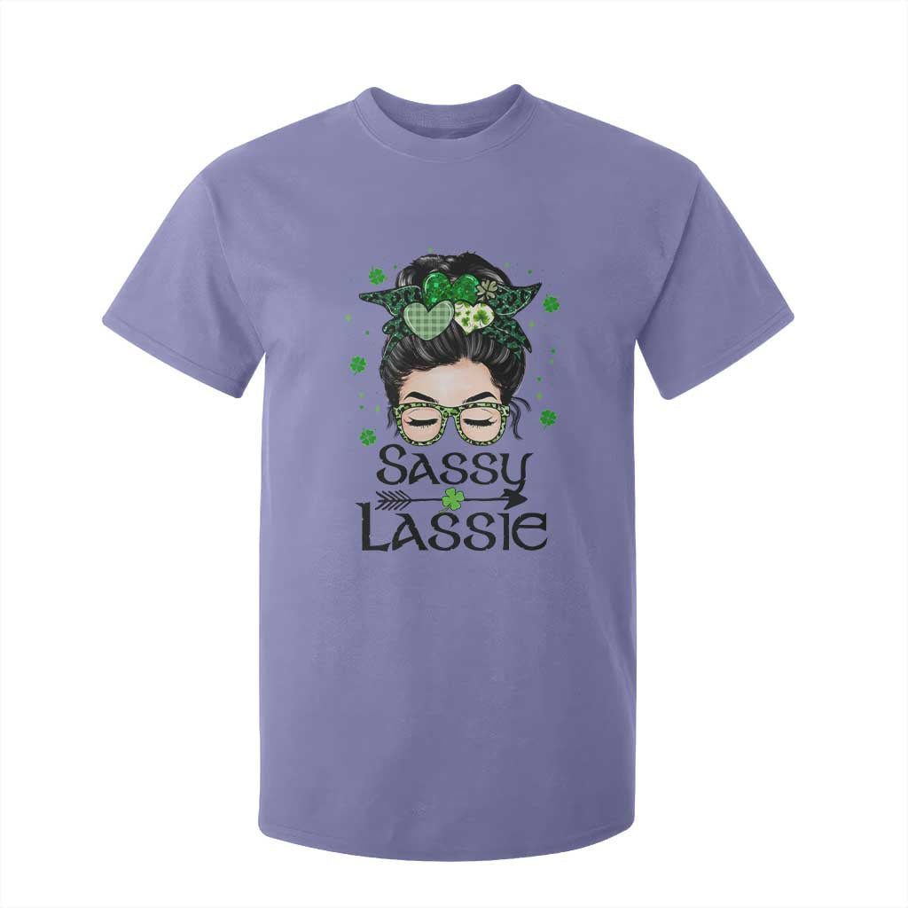 Lucky Sassy Lassie Messy Bun T Shirt For Kid Funny St Patricks Day TS02 Violet Print Your Wear