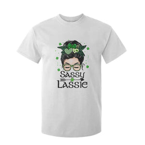 Lucky Sassy Lassie Messy Bun T Shirt For Kid Funny St Patricks Day TS02 White Print Your Wear
