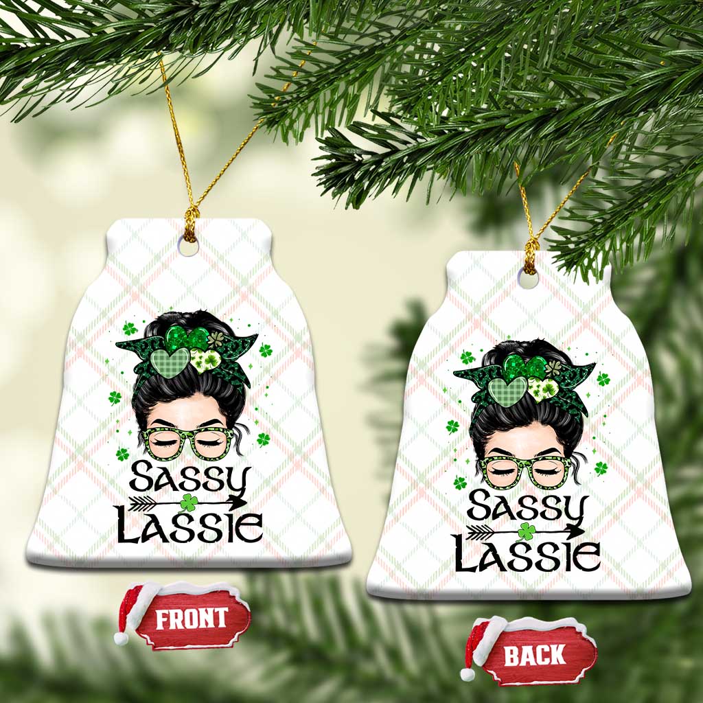 Lucky Sassy Lassie Messy Bun Ceramic Ornament Funny St Patricks Day TS02 Print Your Wear