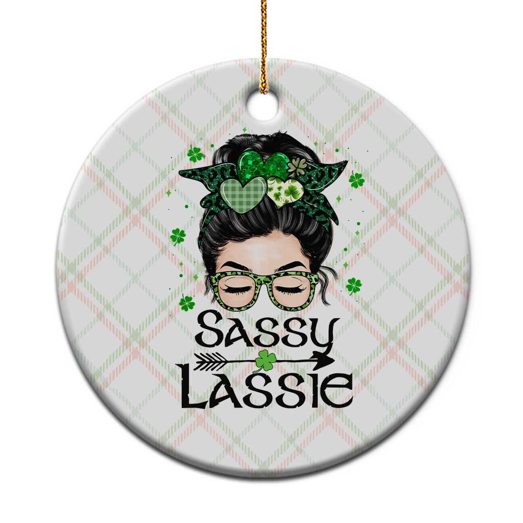 Lucky Sassy Lassie Messy Bun Ceramic Ornament Funny St Patricks Day TS02 1pc Christmas Plaid Print Your Wear