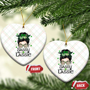 Lucky Sassy Lassie Messy Bun Ceramic Ornament Funny St Patricks Day TS02 Print Your Wear