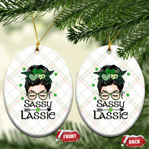 Lucky Sassy Lassie Messy Bun Ceramic Ornament Funny St Patricks Day TS02 Print Your Wear