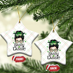 Lucky Sassy Lassie Messy Bun Ceramic Ornament Funny St Patricks Day TS02 Print Your Wear
