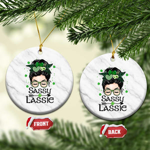 Lucky Sassy Lassie Messy Bun Ceramic Ornament Funny St Patricks Day TS02 1pc White Marble Print Your Wear