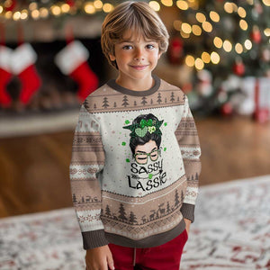 Lucky Sassy Lassie Messy Bun Ugly Christmas Sweater Funny St Patricks Day TS02 Mocha Mousse Print Your Wear