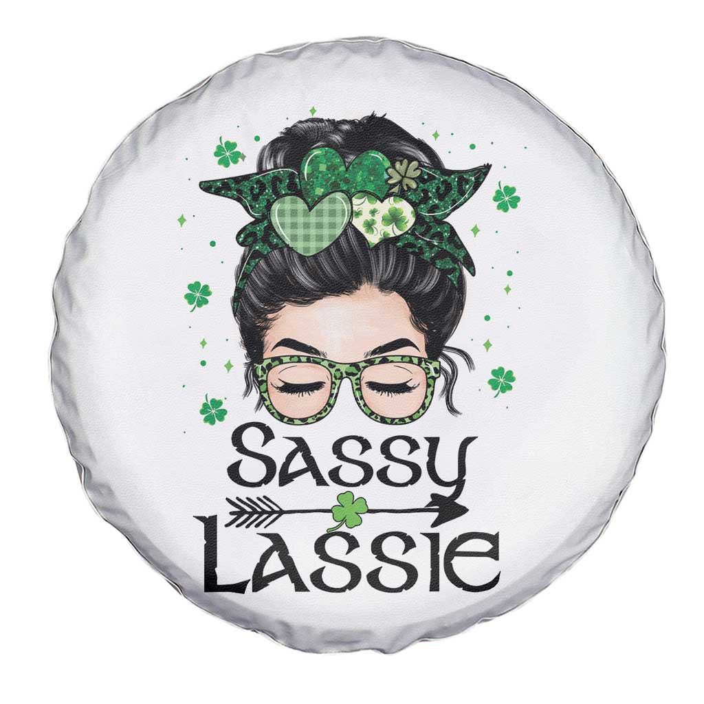 Lucky Sassy Lassie Messy Bun Spare Tire Cover Funny St Patricks Day TS02 Print Your Wear