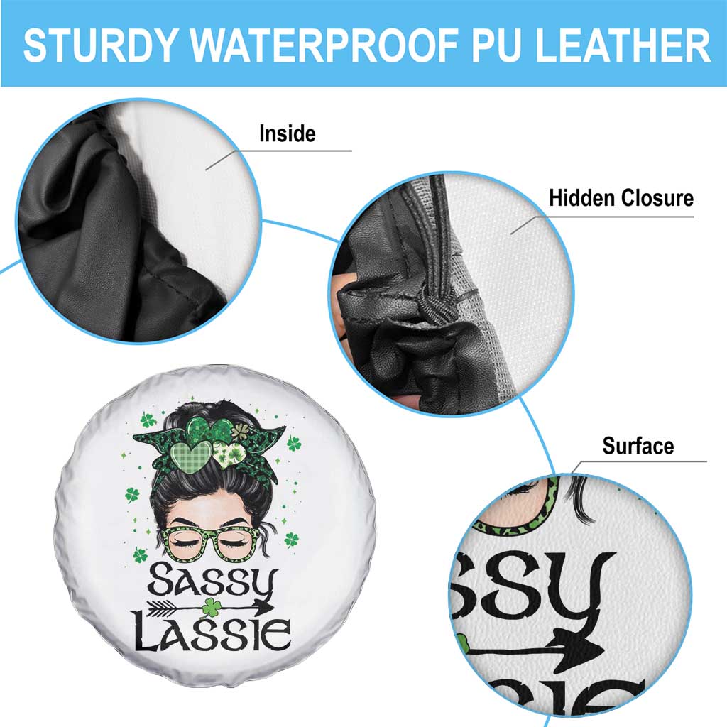 Lucky Sassy Lassie Messy Bun Spare Tire Cover Funny St Patricks Day TS02 Print Your Wear