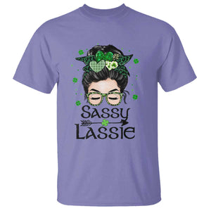 Lucky Sassy Lassie Messy Bun T Shirt Funny St Patricks Day TS02 Violet Print Your Wear