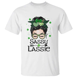 Lucky Sassy Lassie Messy Bun T Shirt Funny St Patricks Day TS02 White Print Your Wear