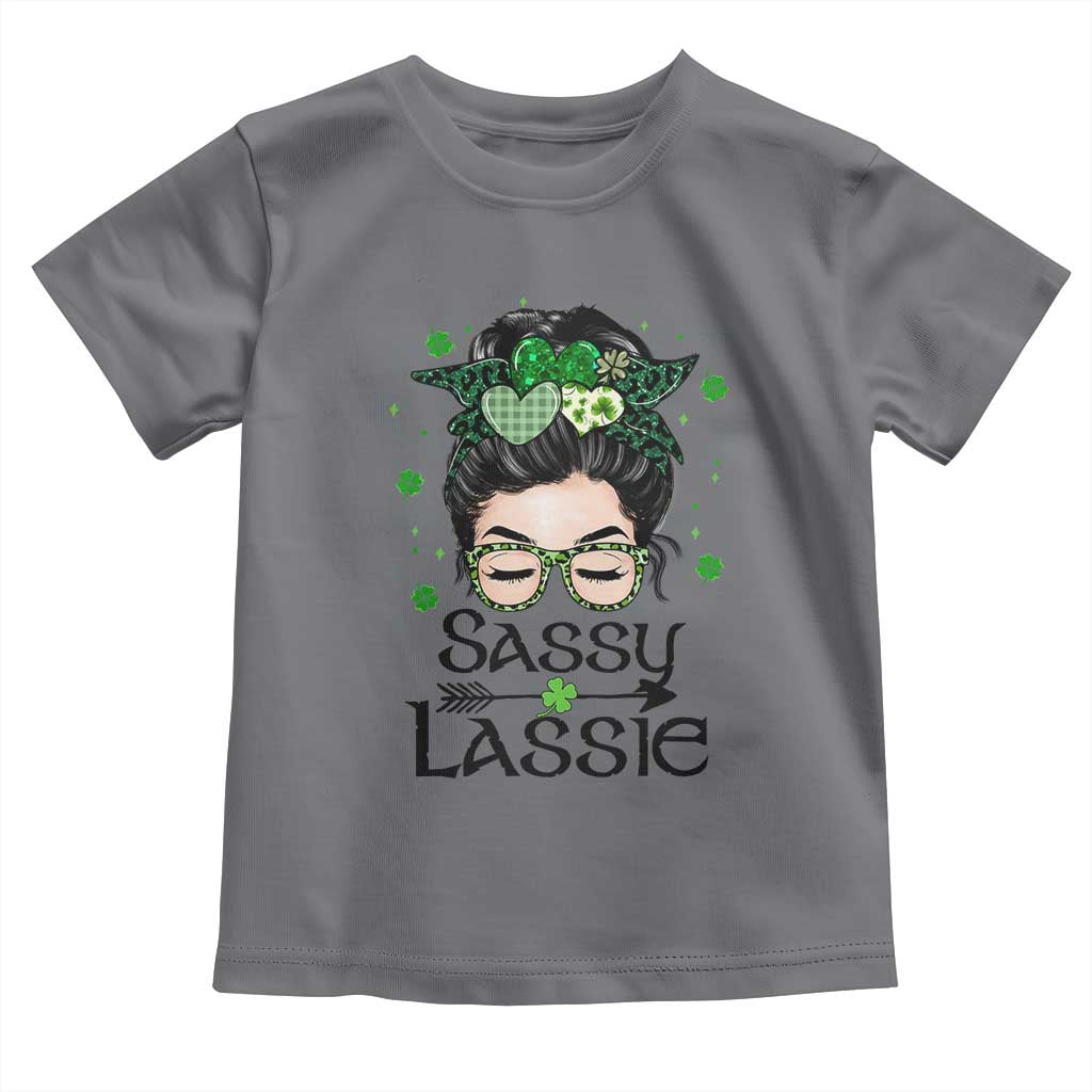Lucky Sassy Lassie Messy Bun Toddler T Shirt Funny St Patricks Day TS02 Charcoal Print Your Wear