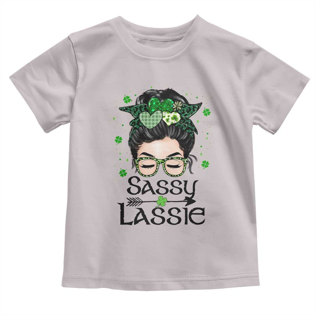 Lucky Sassy Lassie Messy Bun Toddler T Shirt Funny St Patricks Day TS02 Ice Gray Print Your Wear