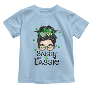Lucky Sassy Lassie Messy Bun Toddler T Shirt Funny St Patricks Day TS02 Light Blue Print Your Wear
