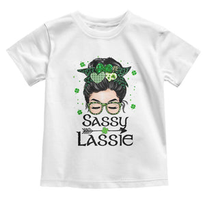 Lucky Sassy Lassie Messy Bun Toddler T Shirt Funny St Patricks Day TS02 White Print Your Wear