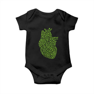 Lucky Shamrocks Heart Baby Onesie Anatomical Anatomy St Patrick's Day TS02 Black Print Your Wear