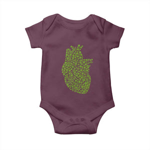 Lucky Shamrocks Heart Baby Onesie Anatomical Anatomy St Patrick's Day TS02 Maroon Print Your Wear