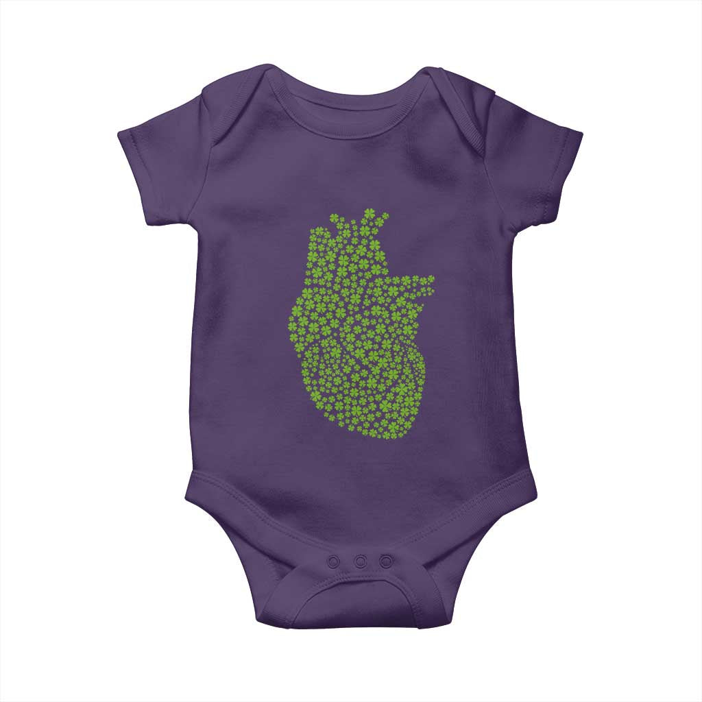 Lucky Shamrocks Heart Baby Onesie Anatomical Anatomy St Patrick's Day TS02 Purple Print Your Wear