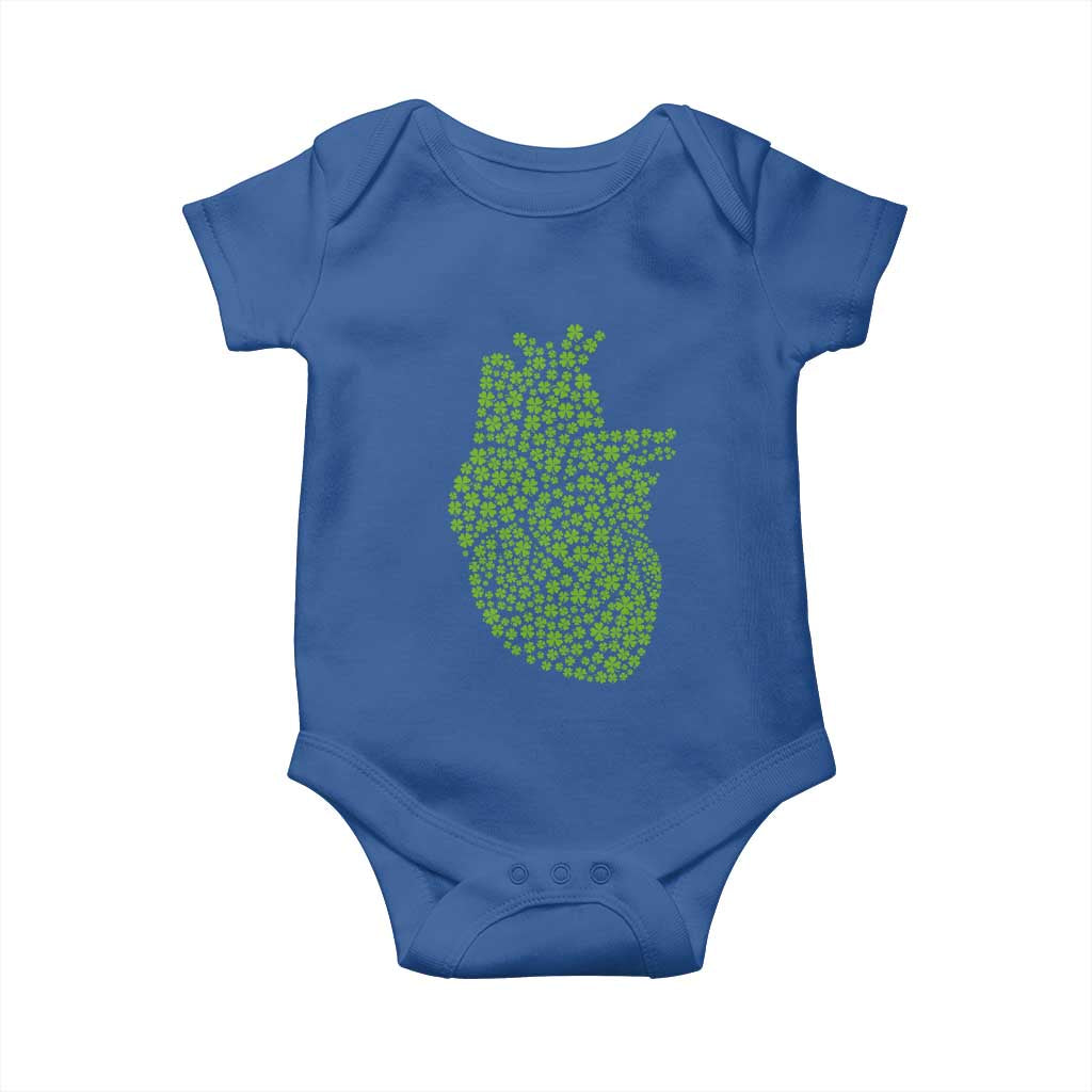 Lucky Shamrocks Heart Baby Onesie Anatomical Anatomy St Patrick's Day TS02 Royal Blue Print Your Wear