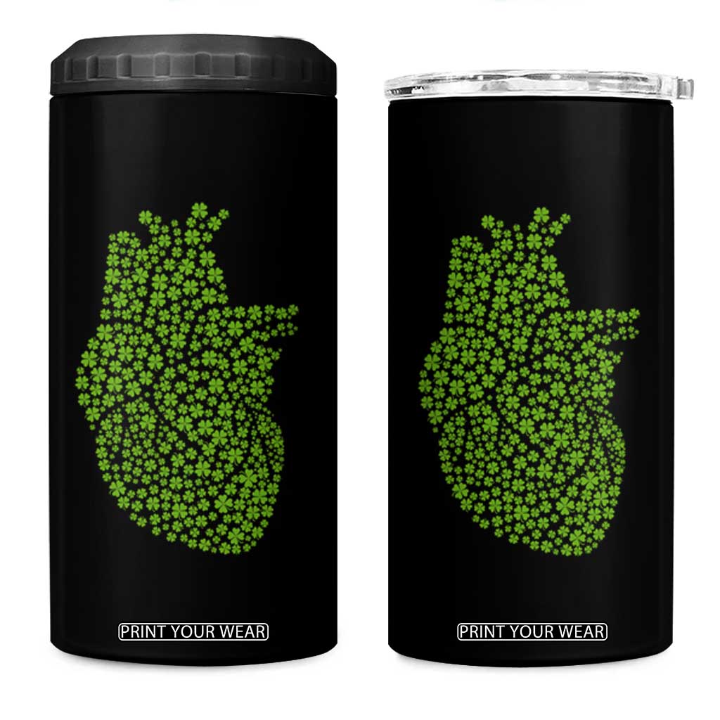 Lucky Shamrocks Heart 4 in 1 Can Cooler Tumbler Anatomical Anatomy St Patrick's Day TS02 One Size: 16 oz Black Print Your Wear