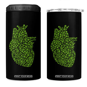 Lucky Shamrocks Heart 4 in 1 Can Cooler Tumbler Anatomical Anatomy St Patrick's Day TS02 One Size: 16 oz Black Print Your Wear