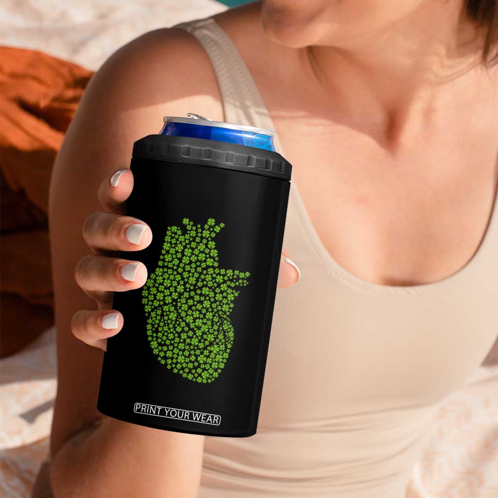 Lucky Shamrocks Heart 4 in 1 Can Cooler Tumbler Anatomical Anatomy St Patrick's Day TS02 Print Your Wear