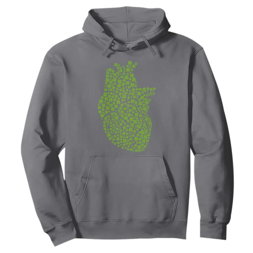 Lucky Shamrocks Heart Hoodie Anatomical Anatomy St Patrick's Day TS02 Charcoal Print Your Wear
