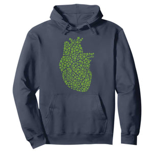 Lucky Shamrocks Heart Hoodie Anatomical Anatomy St Patrick's Day TS02 Navy Print Your Wear