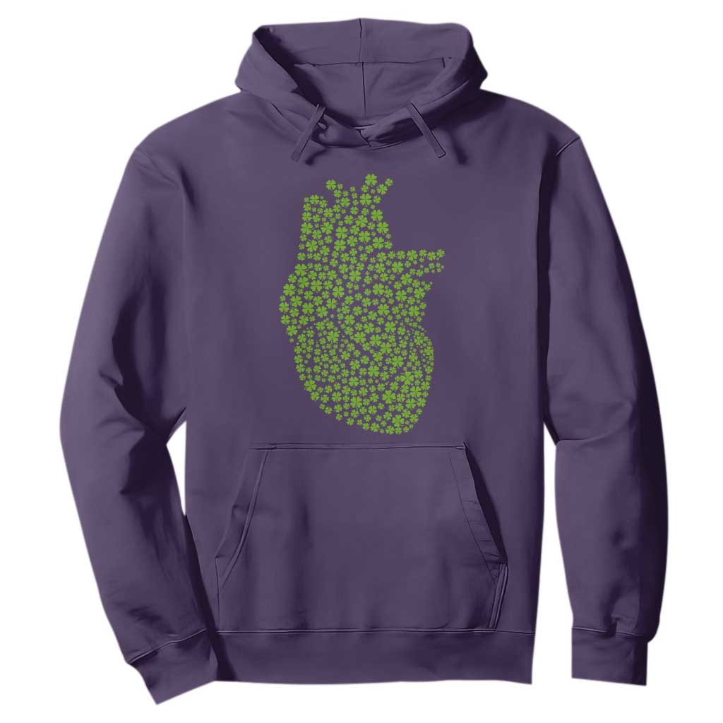 Lucky Shamrocks Heart Hoodie Anatomical Anatomy St Patrick's Day TS02 Purple Print Your Wear