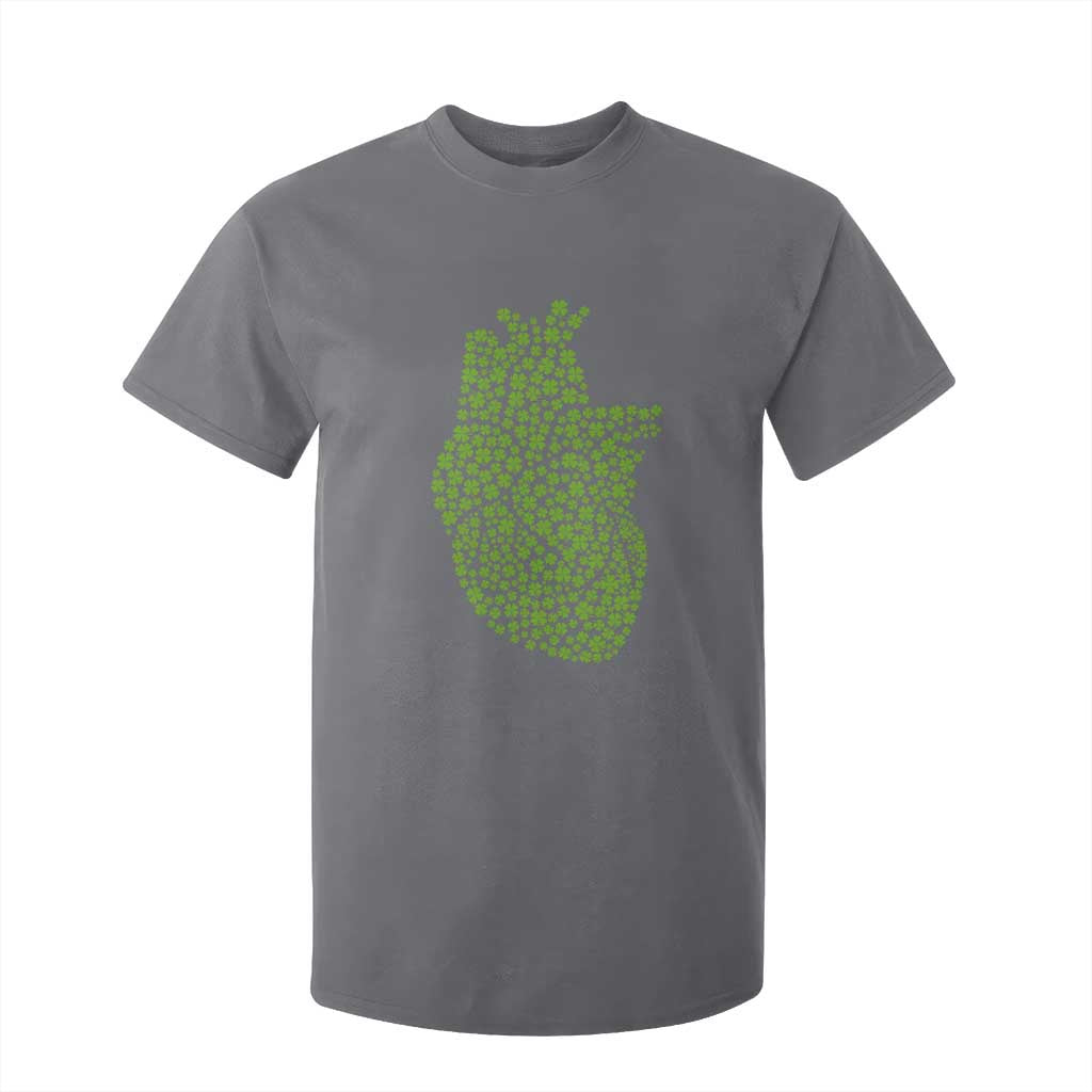Lucky Shamrocks Heart T Shirt For Kid Anatomical Anatomy St Patrick's Day TS02 Charcoal Print Your Wear