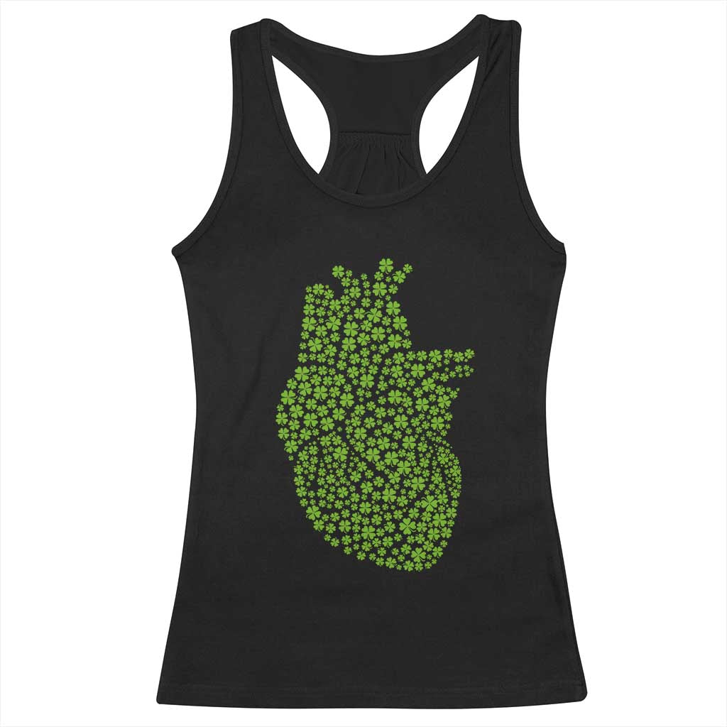 Lucky Shamrocks Heart Racerback Tank Top Anatomical Anatomy St Patrick's Day TS02 Black Print Your Wear