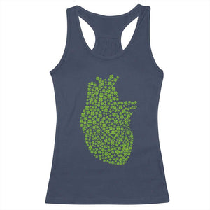 Lucky Shamrocks Heart Racerback Tank Top Anatomical Anatomy St Patrick's Day TS02 Navy Print Your Wear