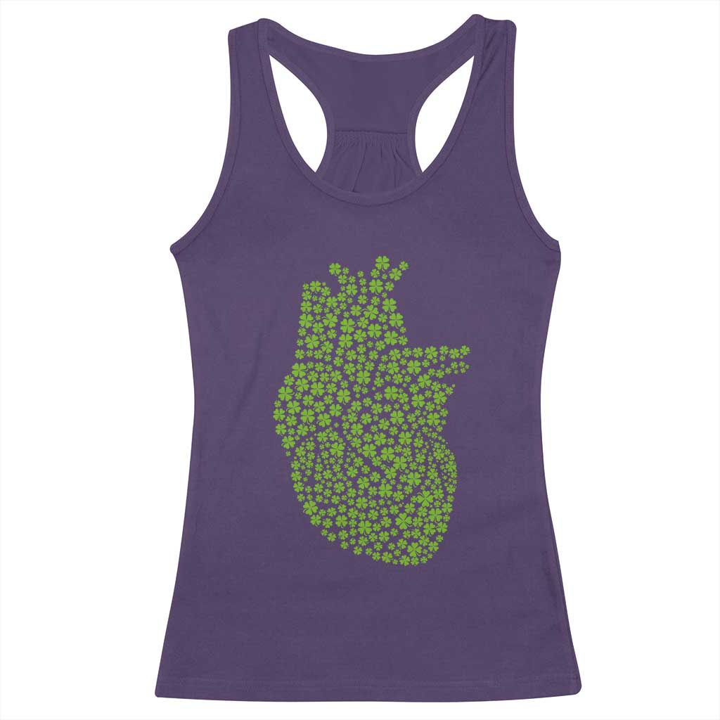 Lucky Shamrocks Heart Racerback Tank Top Anatomical Anatomy St Patrick's Day TS02 Purple Print Your Wear