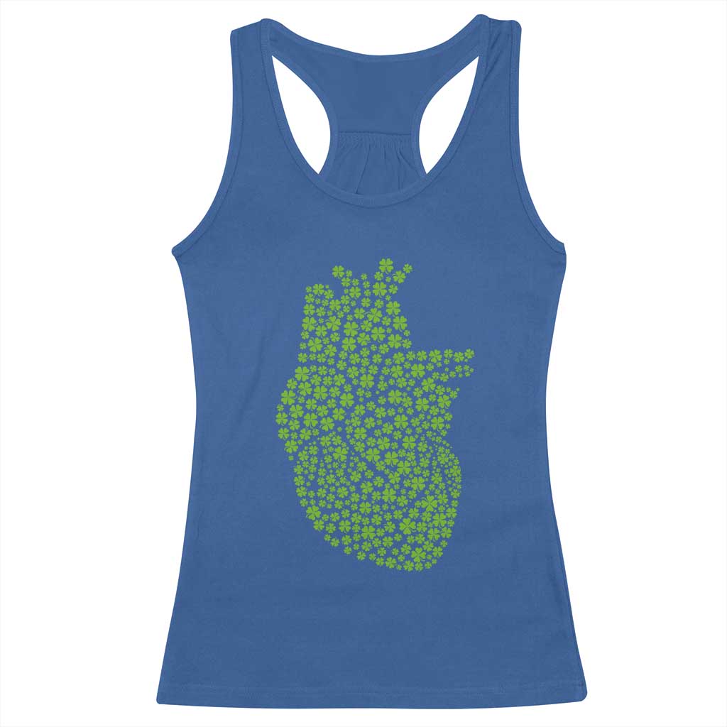 Lucky Shamrocks Heart Racerback Tank Top Anatomical Anatomy St Patrick's Day TS02 Royal Blue Print Your Wear