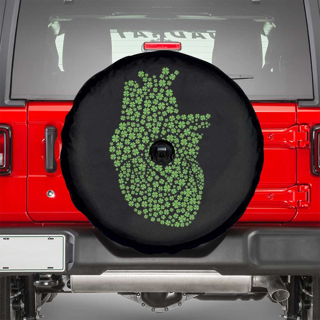Lucky Shamrocks Heart Spare Tire Cover Anatomical Anatomy St Patrick's Day TS02 Black Print Your Wear