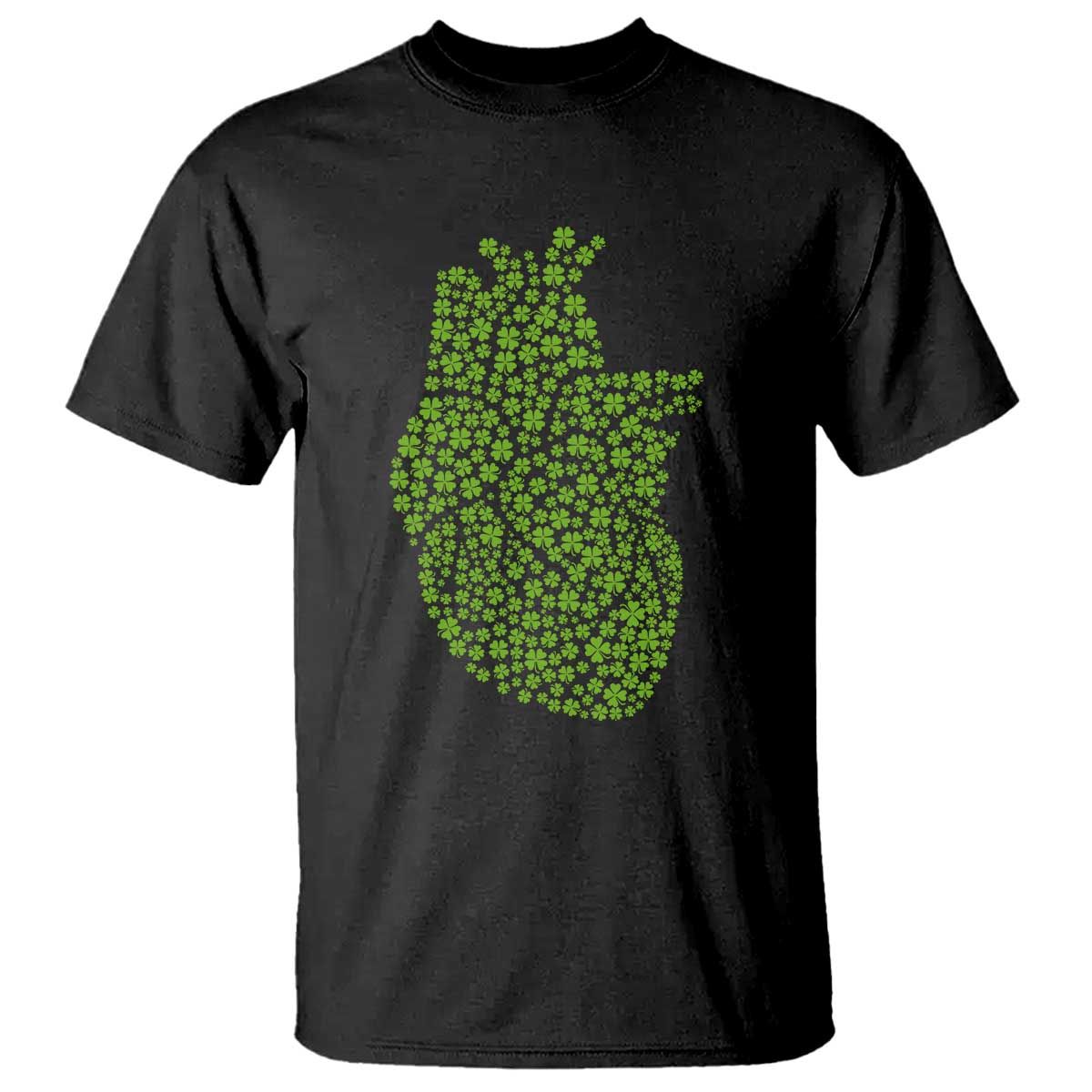 Lucky Shamrocks Heart T Shirt Anatomical Anatomy St Patrick's Day TS02 Black Print Your Wear