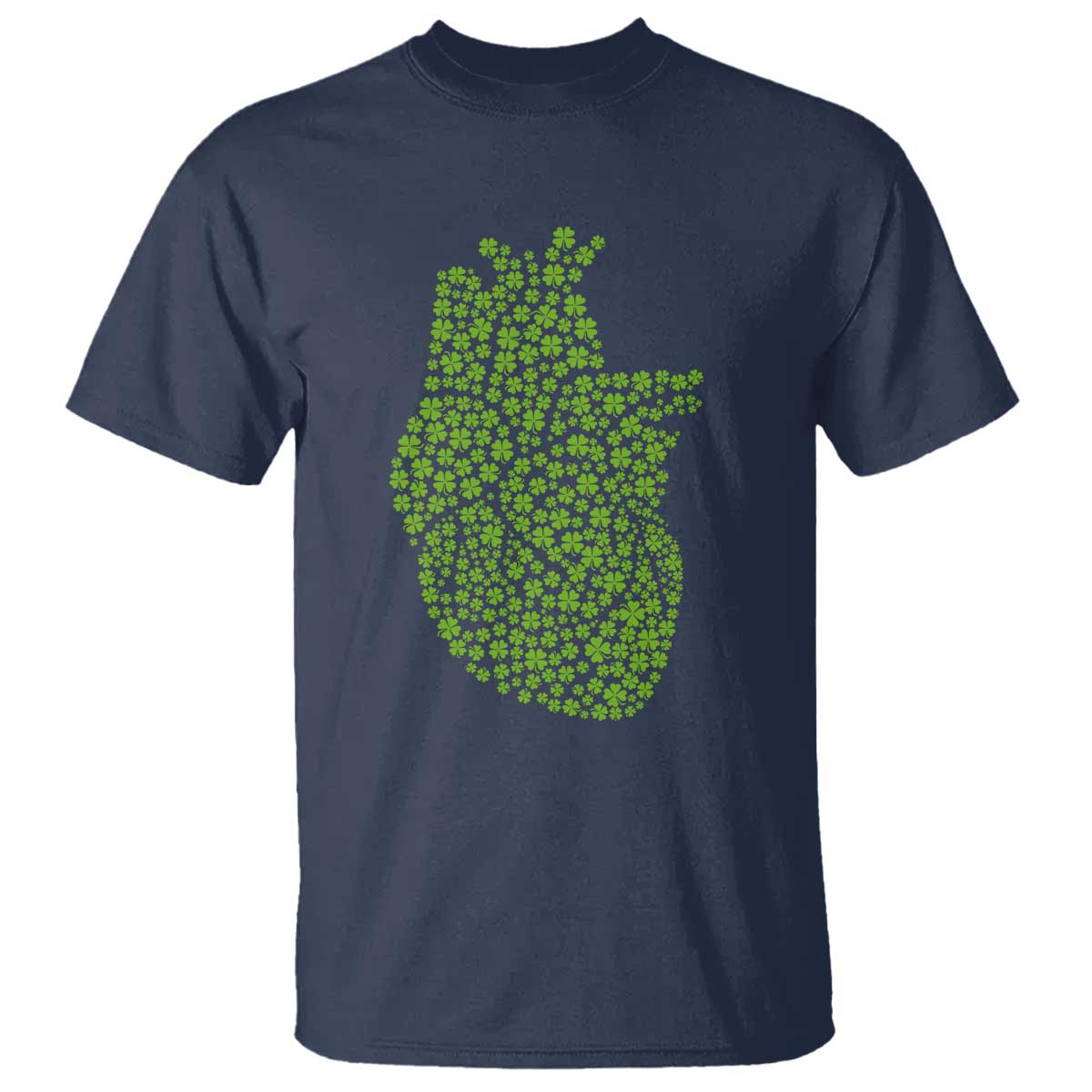 Lucky Shamrocks Heart T Shirt Anatomical Anatomy St Patrick's Day TS02 Navy Print Your Wear