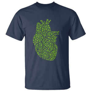 Lucky Shamrocks Heart T Shirt Anatomical Anatomy St Patrick's Day TS02 Navy Print Your Wear