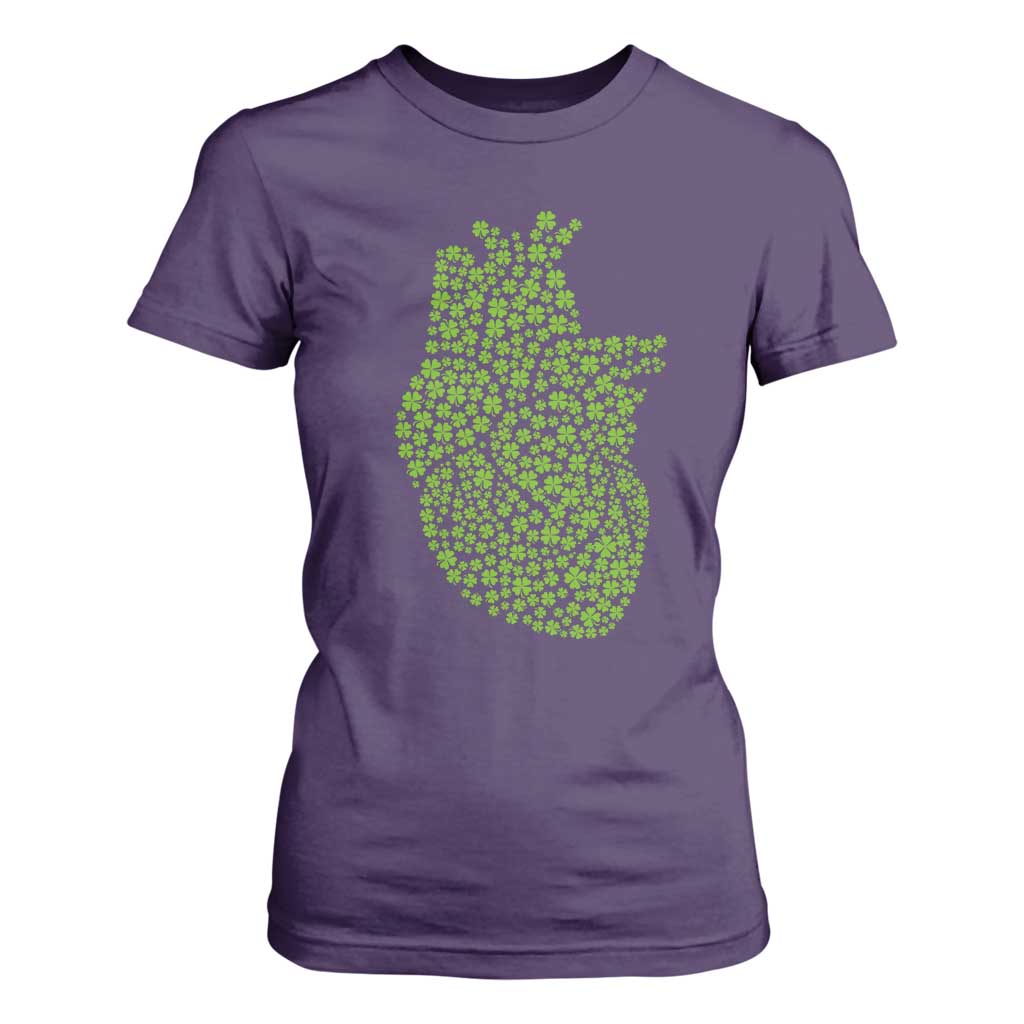 Lucky Shamrocks Heart T Shirt For Women Anatomical Anatomy St Patrick's Day TS02 Purple Print Your Wear