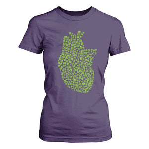 Lucky Shamrocks Heart T Shirt For Women Anatomical Anatomy St Patrick's Day TS02 Purple Print Your Wear