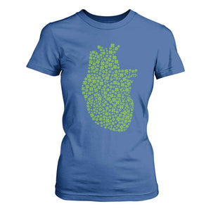 Lucky Shamrocks Heart T Shirt For Women Anatomical Anatomy St Patrick's Day TS02 Royal Blue Print Your Wear