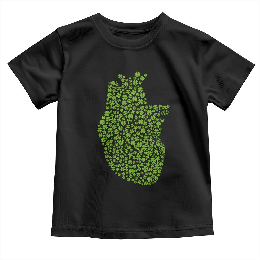 Lucky Shamrocks Heart Toddler T Shirt Anatomical Anatomy St Patrick's Day TS02 Black Print Your Wear