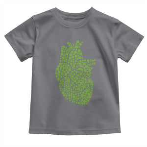 Lucky Shamrocks Heart Toddler T Shirt Anatomical Anatomy St Patrick's Day TS02 Charcoal Print Your Wear