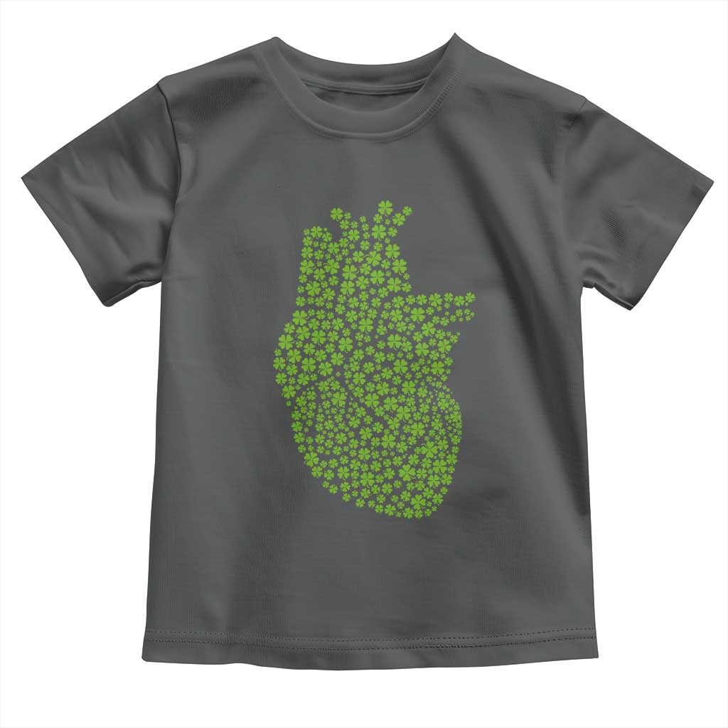 Lucky Shamrocks Heart Toddler T Shirt Anatomical Anatomy St Patrick's Day TS02 Dark Heather Print Your Wear