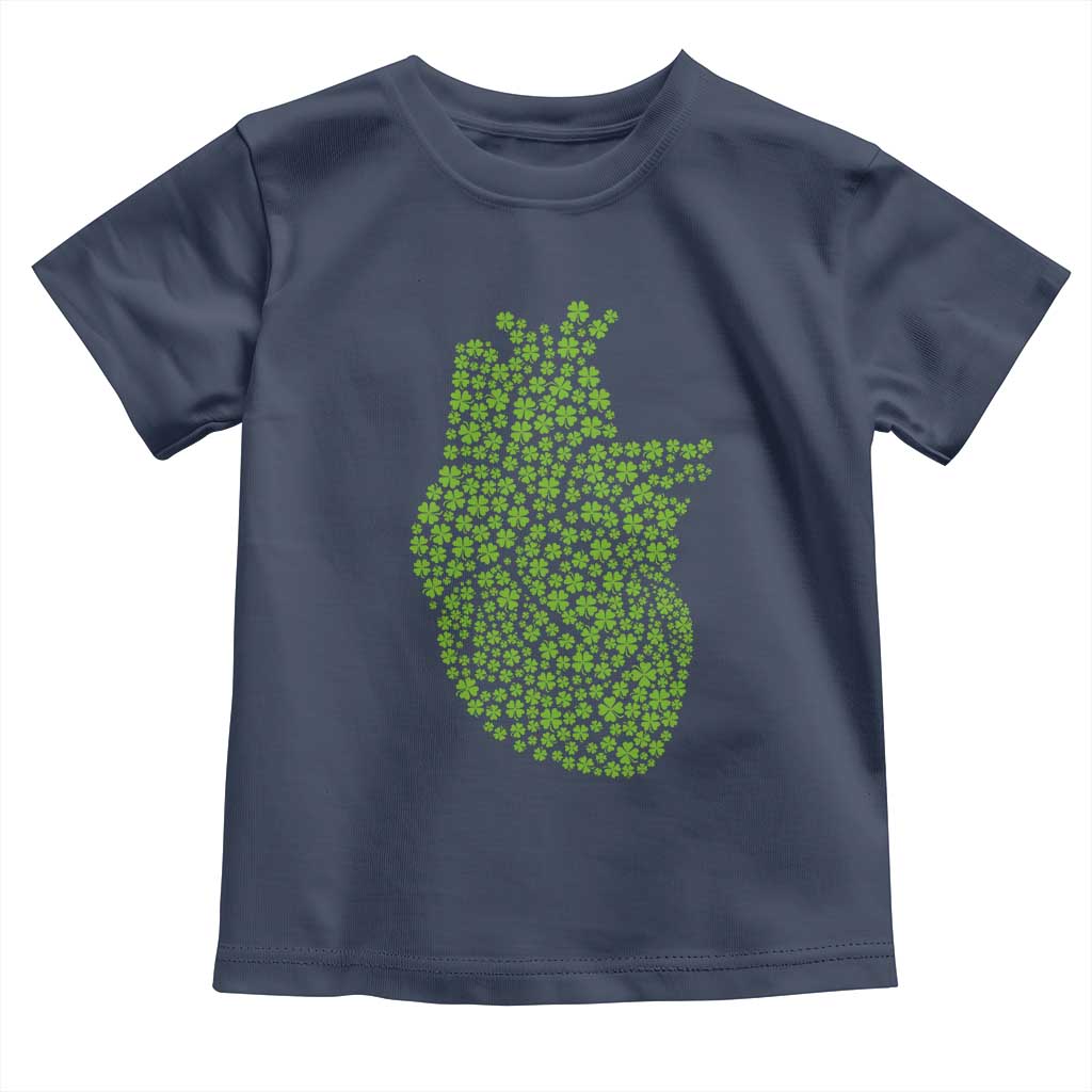 Lucky Shamrocks Heart Toddler T Shirt Anatomical Anatomy St Patrick's Day TS02 Navy Print Your Wear