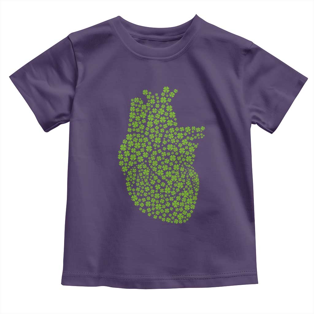Lucky Shamrocks Heart Toddler T Shirt Anatomical Anatomy St Patrick's Day TS02 Purple Print Your Wear